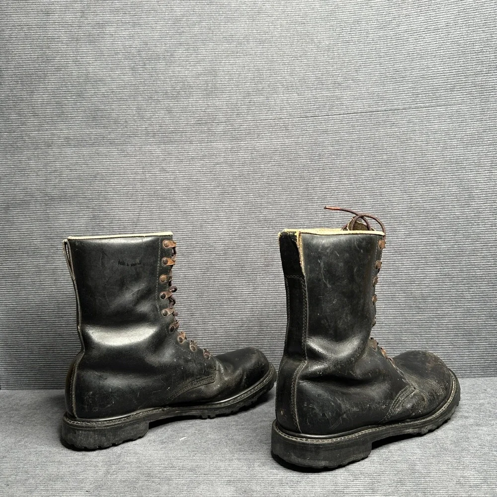 Vintage Echt Leder German Leather Combat Boots Black Military Lug Sole 9.5